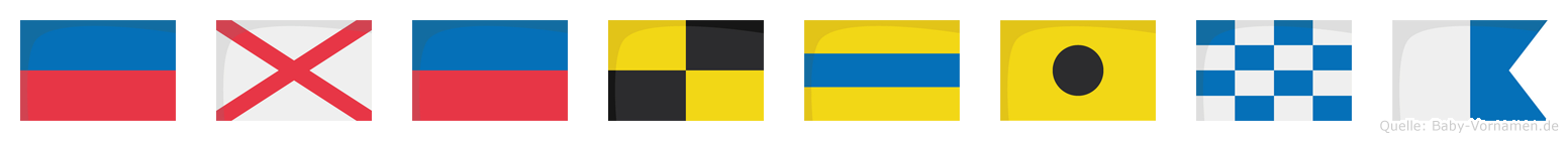 Eveldina im Flaggenalphabet