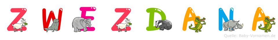 Zwezdana im Tieralphabet